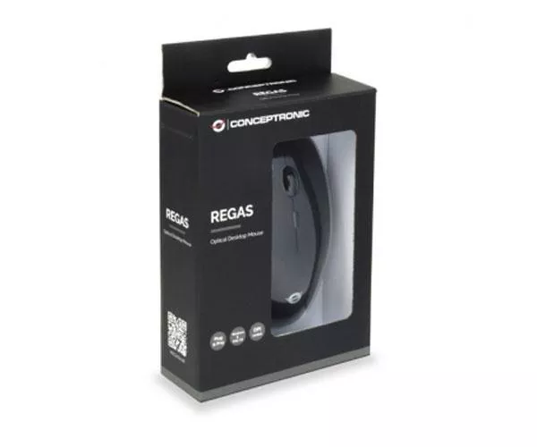 Raton optico Usb Conceptronic Regas / Ambidiestro / 1200 Dpi / Negro / REGAS01B