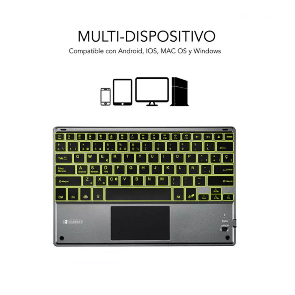 Teclado Bluetooth Subblim Smart / Retroiluminado / Touchpad / Gris / SUB-KBT-SMBT51