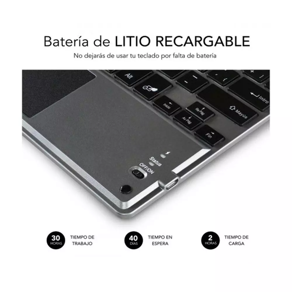 Teclado Bluetooth Subblim Smart / Retroiluminado / Touchpad / Gris / SUB-KBT-SMBT51