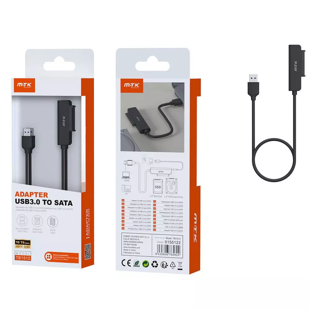 Cable adaptador USB 3.0 a Sata / SSD - HDD 2.5" / 50 cm / TB1512 / MTK / 01551225