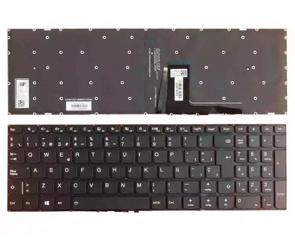 Teclado compatible para port&aacute;til LENOVO Ideapad 310-15 / 310-15ikb / 310-15Isk / 510-15Isk / Negro / Sin marco / Retroiluminado