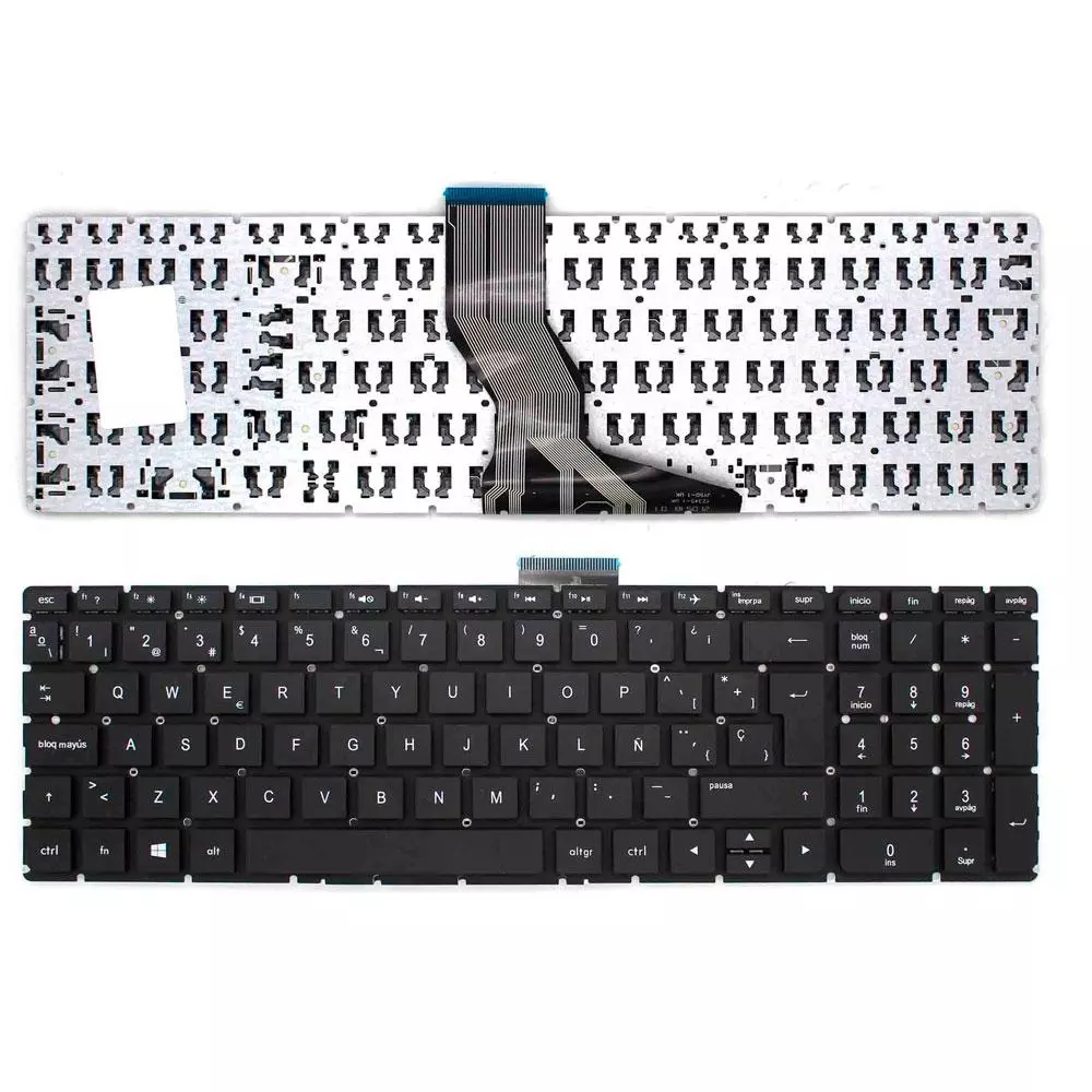 Teclado compatible para port&aacute;til HP Pavilion 15-ab / 15-bs / 15q-bd / 15-cc / 809031-071 / Teclas redondas / Intro grande / Negro