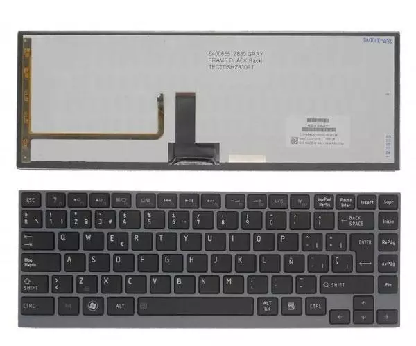 Teclado compatible para port&aacute;til TOSHIBA portege R700 / r830 / z830 / u800 / u940 Retroiluminado
