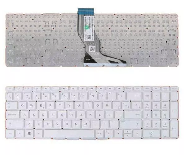 Teclado compatible para port&aacute;til HP Pavilion 15-bs / 15-bw / 15-br / 925009-071 / Tecla Enter Horizontal / Sin marco / Blanco