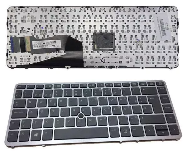 Teclado compatible para port&aacute;til HP Elitebook + Pointstick 745 / 750 / 755 / 840 / 850 g2 / Negro marco plata