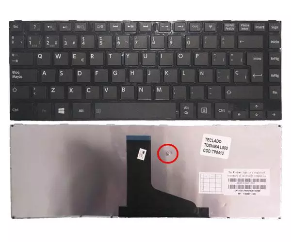 Teclado compatible para port&aacute;til TOSHIBA L800 / L830 / L840 Negro / Con marco