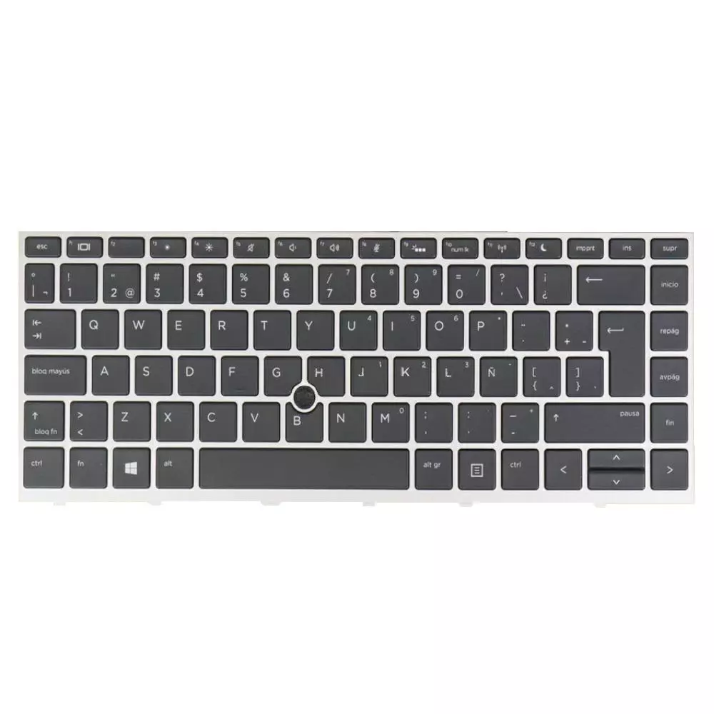Teclado compatible para port&aacute;til HP 640 G4 / 640 G5 Marco Plata Retroiluminado + Pointstick