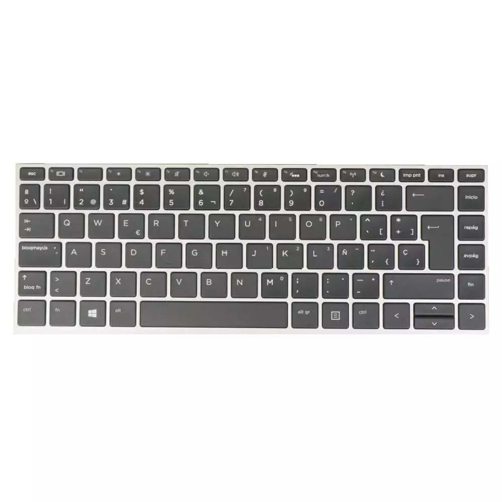 Teclado compatible para port&aacute;til HP 640 G4 / 640 G5 Marco Plata / Conector ancho