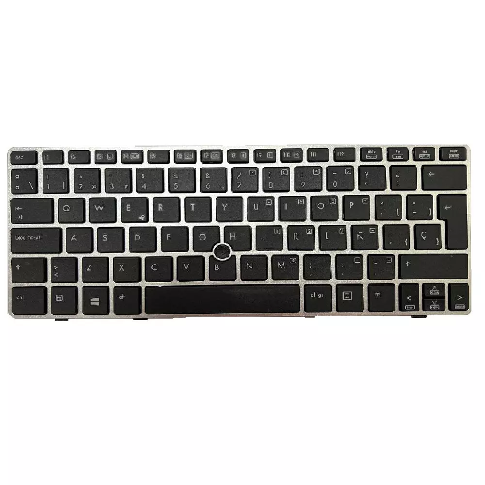 Teclado compatible para port&aacute;til HP Elitebook 2560p / 2570p / Espa&ntilde;ol / Marco Plata + Trackball