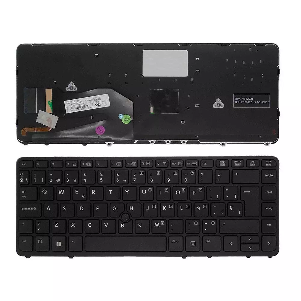 Teclado compatible para port&aacute;til HP Elitebook 840 g1 / 850 g1 / 840 g2 / 762758-001 / Con poinstick / Retroiluminado