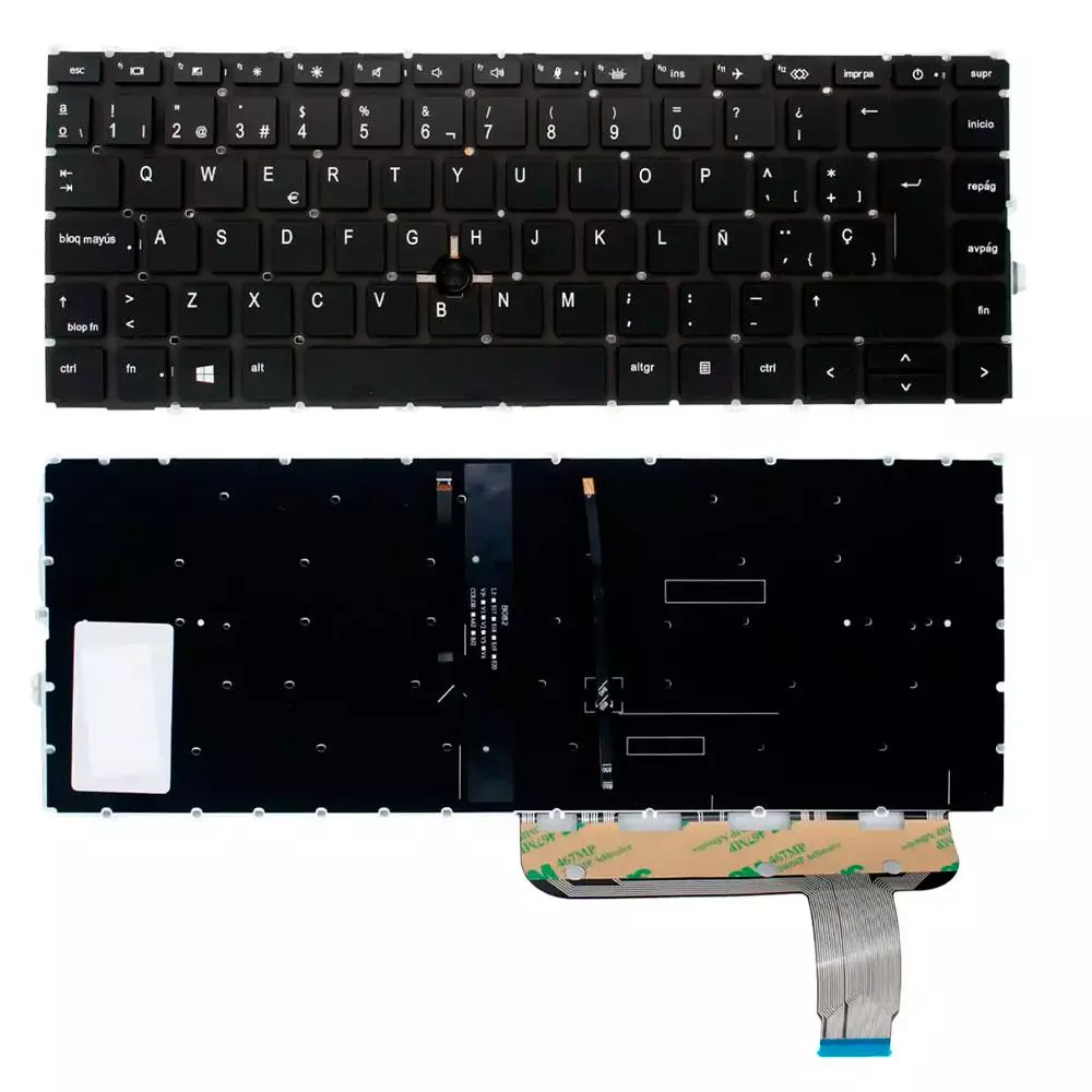 Teclado compatible para port&aacute;til HP Elitebook 840 G7 / 840 G8 / Marco Negro / Retroiluminado