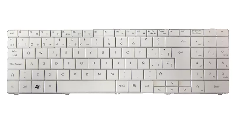 Teclado compatible para port&aacute;til PACKARD BELL st85 / st86 / mt85 blanco