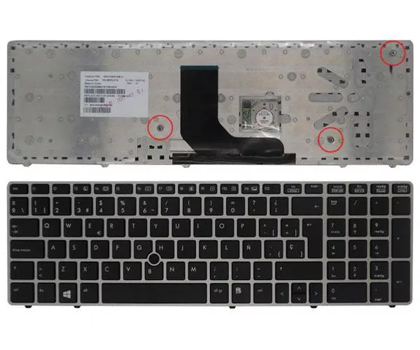 Teclado compatible para port&aacute;til HP Probook 6570b /6560b/ Elitebook 8570p / Poinstick / Marco Plata / Negro
