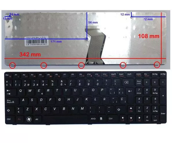 Teclado compatible para port&aacute;til LENOVO IdeaPad g570 / g575 / z560 / z565 negro