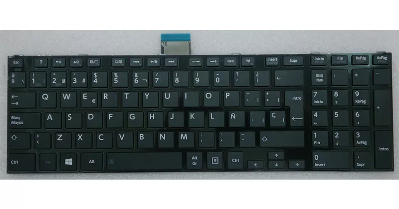 Teclado compatible para port&aacute;til TOSHIBA Satellite c50/ c50d/ c55/ c55d negro con marco