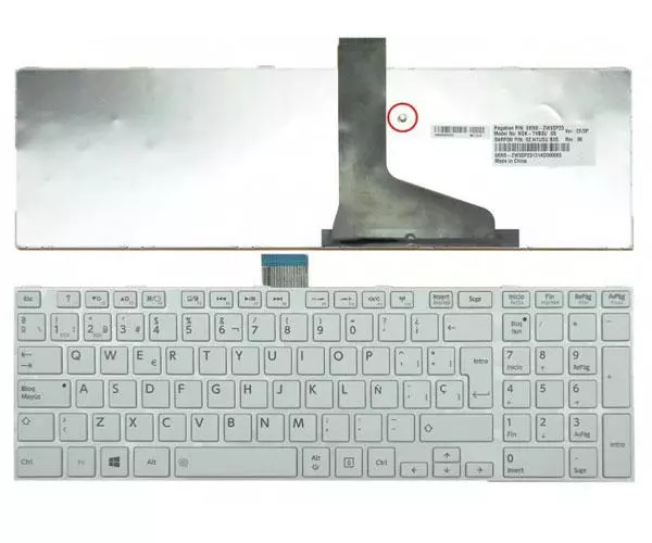Teclado compatible para port&aacute;til TOSHIBA c850/c855/c870/l850/l855/l950 blanco con marco
