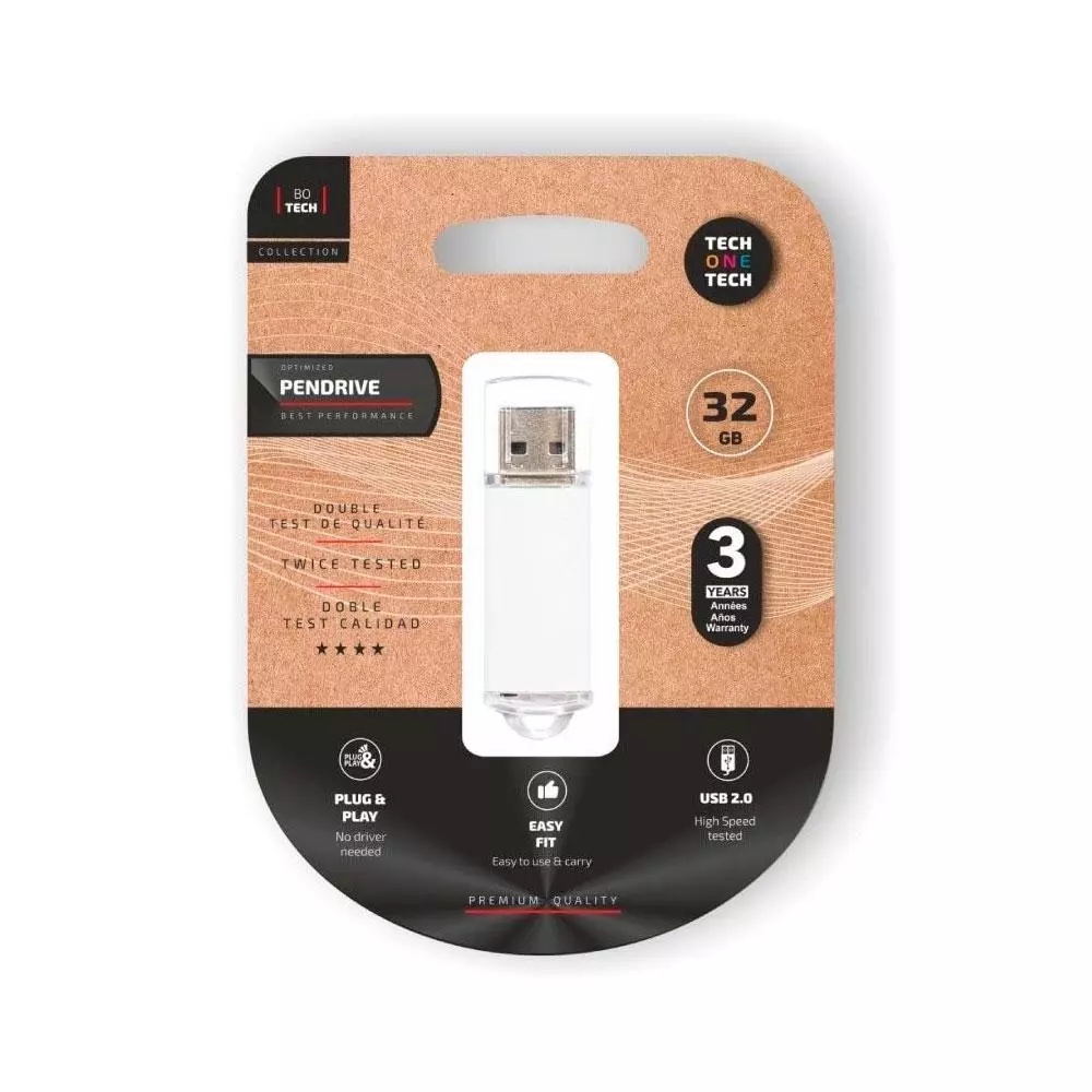Pendrive Tech One Tech USB 2.0 Basic / 32Gb / Blanco / TEC3007-32