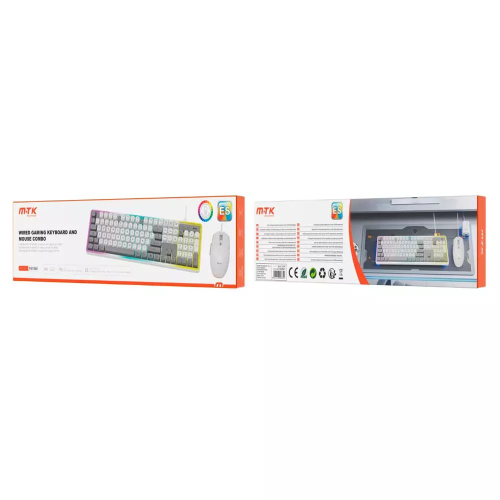 Combo Teclado + Raton USB Gaming TG7290 / 6.400 Dpi / 105 Teclas / Blanco / MTK