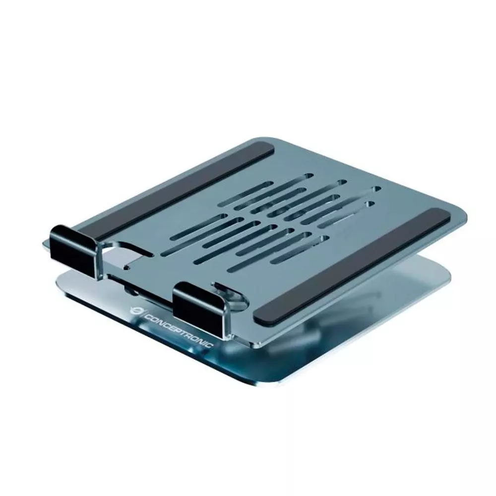 Soporte universal aluminio para Tablet Conceptronic / Giratorio - Plegable / Base Rotacion 360&ordm; / Altura Ajustable / Gris / THANA09G