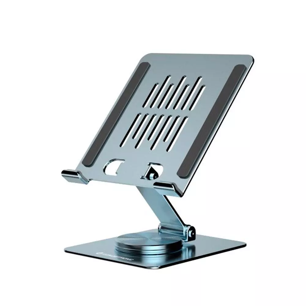 Soporte universal aluminio para Tablet Conceptronic / Giratorio - Plegable / Base Rotacion 360&ordm; / Altura Ajustable / Gris / THANA09G