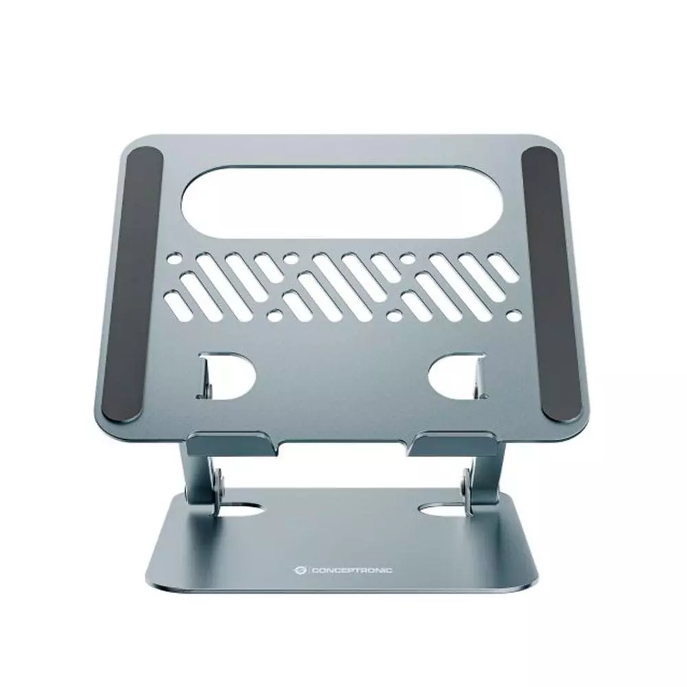 Soporte universal aluminio para Portatil Hasta 17" Conceptronic  / Plegable / Altura Ajustable / Gris / THANA10G