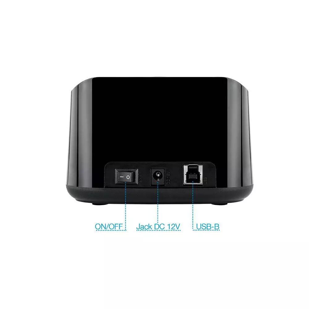 Docking Station Clonacion TOOQ Sata 2.5 / 3.5 / HDD / SSD / USB 3.0 / Bahia Dual / Negro / TQDS-802B