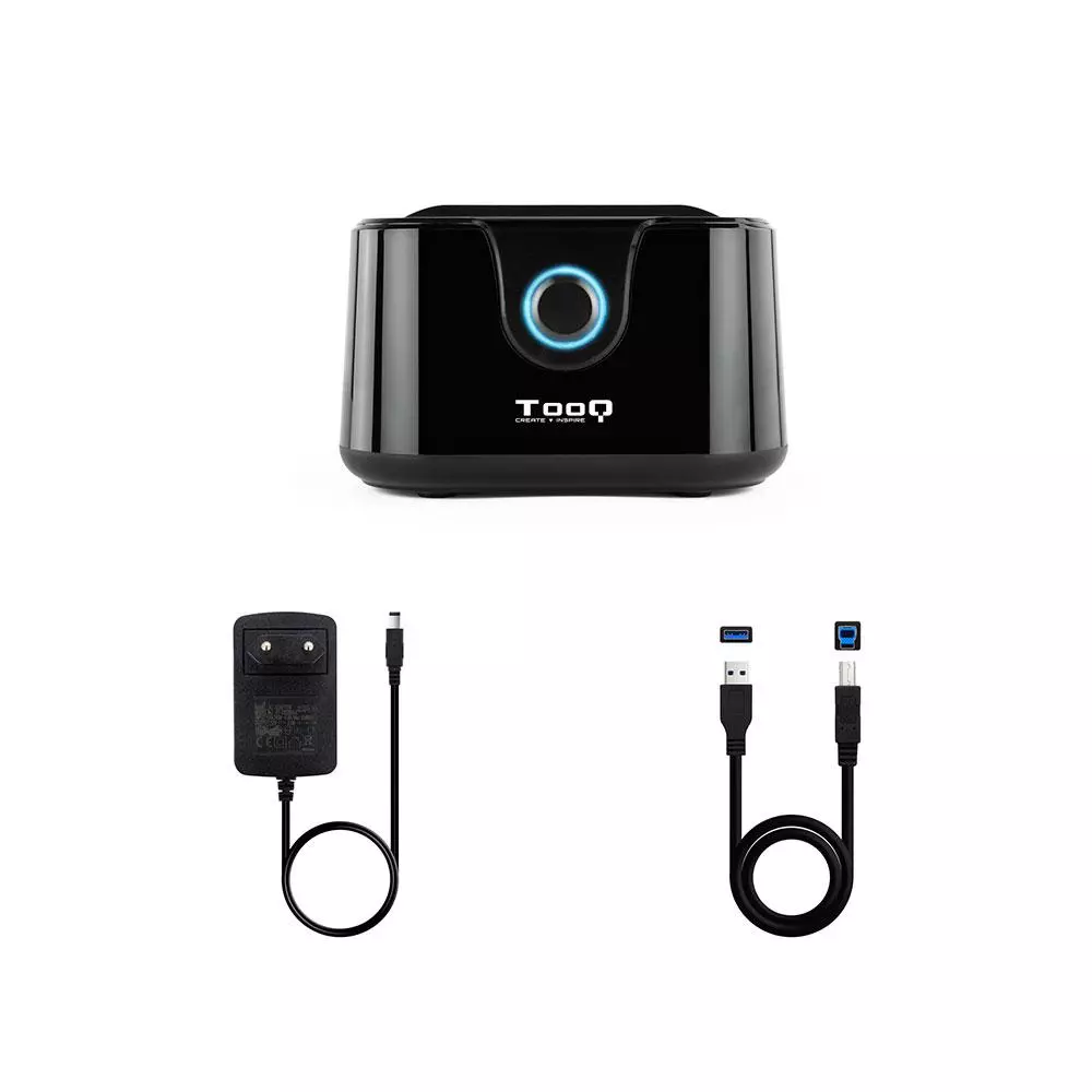 Docking Station Clonacion TOOQ Sata 2.5 / 3.5 / HDD / SSD / USB 3.0 / Bahia Dual / Negro / TQDS-802B