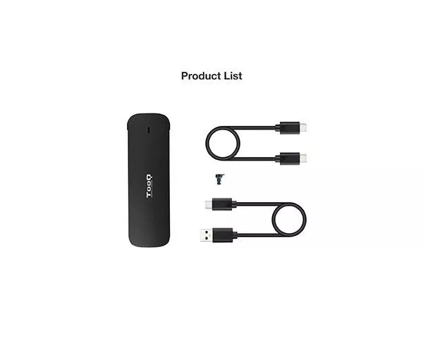 Caja externa SSD M.2 NVMe PCIe Type-C 3.1 Gen2 / Tooq / Aluminio / Negra / TQE-2201B