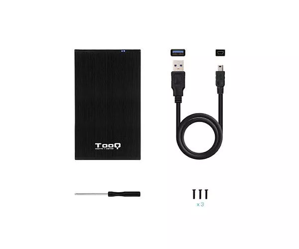 Caja externa aluminio 2.5 USB 3.1 Sata Tooq Negra 9.5mm TQE-2522B