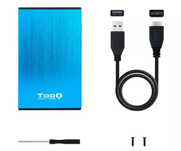 Caja externa aluminio 2.5 USB 3.1 Sata Tooq Azul 9.5mm TQE-2527BL