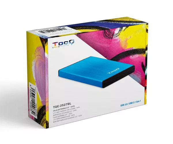 Caja externa aluminio 2.5 USB 3.1 Sata Tooq Azul 9.5mm TQE-2527BL