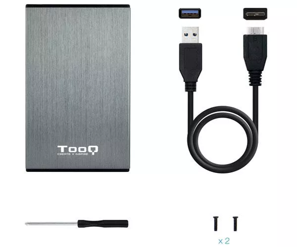 Caja externa aluminio 2.5 USB 3.1 Sata Tooq Gris 9.5mm TQE-2527G