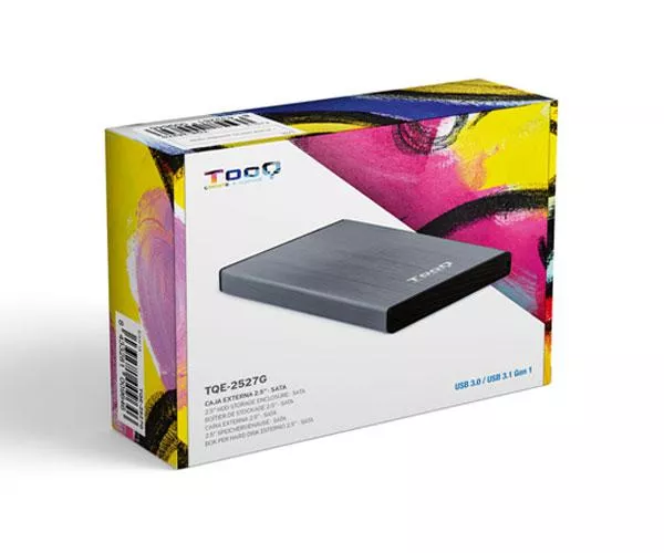 Caja externa aluminio 2.5 USB 3.1 Sata Tooq Gris 9.5mm TQE-2527G
