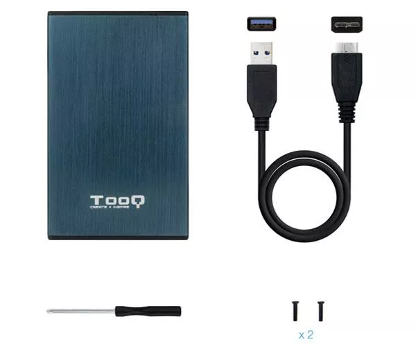 Caja externa aluminio 2.5 USB 3.1 Sata Tooq Azul Pac&iacute;fico 9.5mm TQE-2527PB