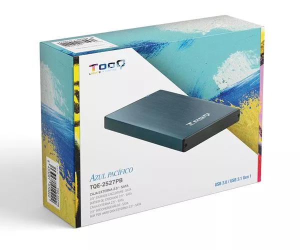 Caja externa aluminio 2.5 USB 3.1 Sata Tooq Azul Pac&iacute;fico 9.5mm TQE-2527PB