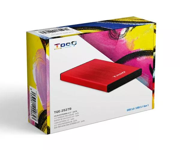 Caja externa aluminio 2.5 USB 3.1 Sata Tooq Rojo 9.5mm TQE-2527R