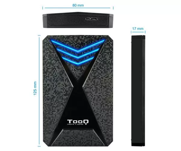 Caja externa Gaming 2.5 USB 3.0/3.1 Gen 1/ Sata / Tooq / 9.5mm / Leds Azul / TQE-2550BL
