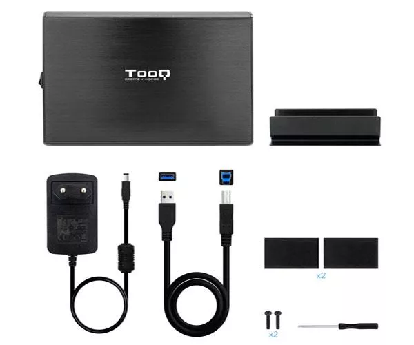 Caja externa aluminio 3.5 USB 3.0/3.1 Gen 1 Sata Tooq Negra TQE-3531B