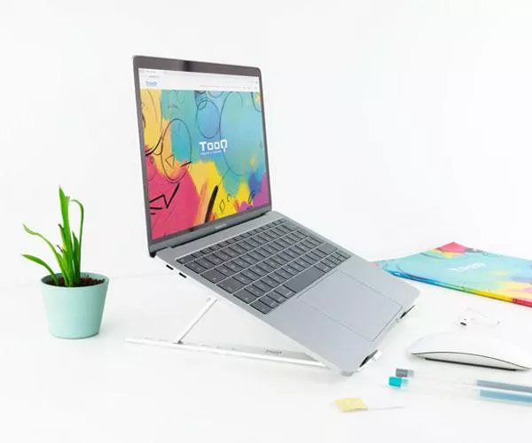 Soporte aluminio plegable para portatil Hasta 15"  Tooq TQLRS0033-AL / 7 niveles de altura / Tablets / Movil