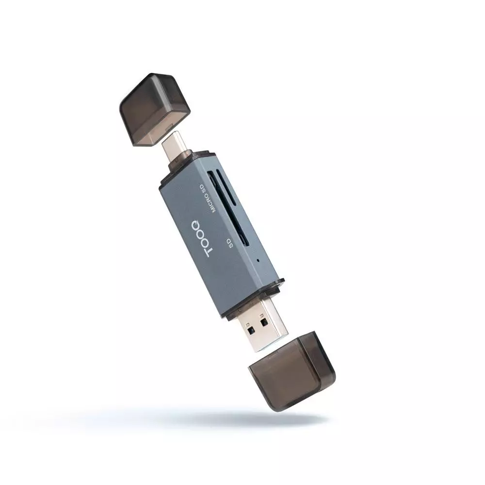 Lector de Tarjetas externo MicroSd 4 en 1 Tooq Tqr-3001G / USB / Type-C / Lightning / Micro USB