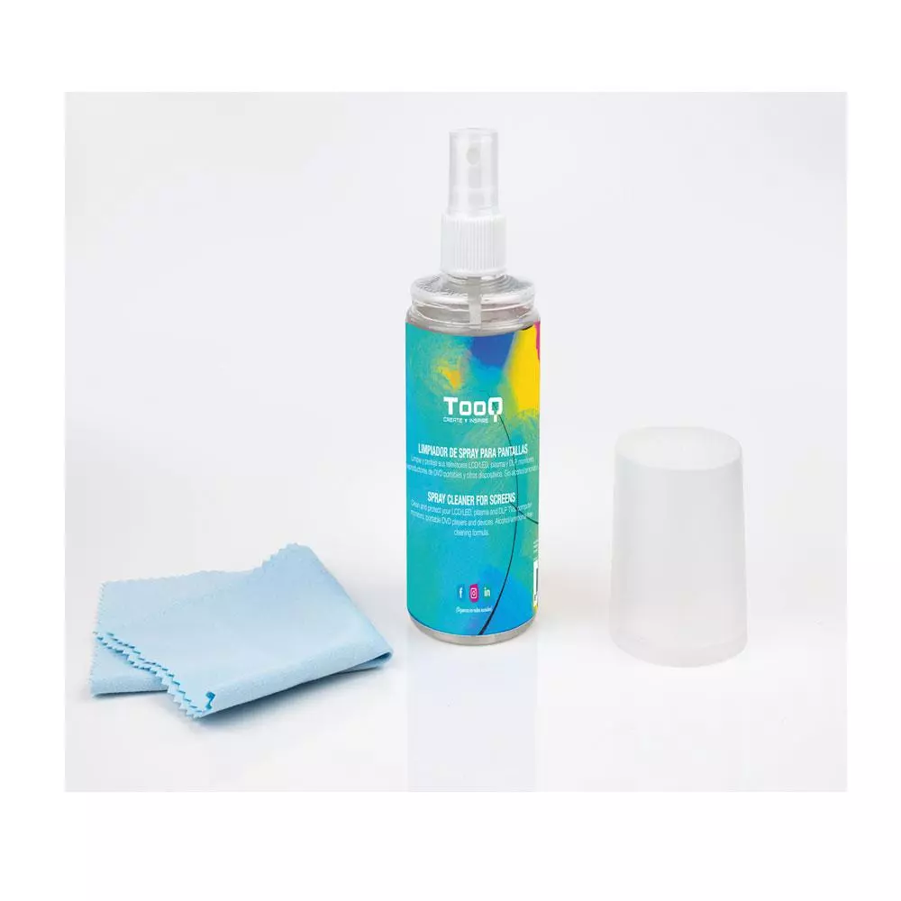Pulverizador para limpieza de pantallas / Incluye pa&ntilde;o de microfibra / 150ml / TQSC0016