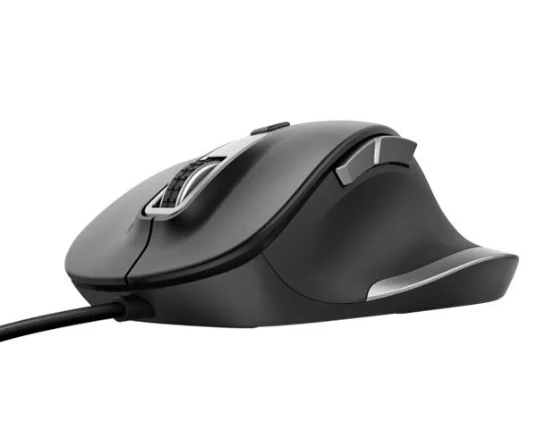 Raton &oacute;ptico Usb Trust Fyda / Ergonomico / 5.000 dpi / 6 Botones / Negro / 24728
