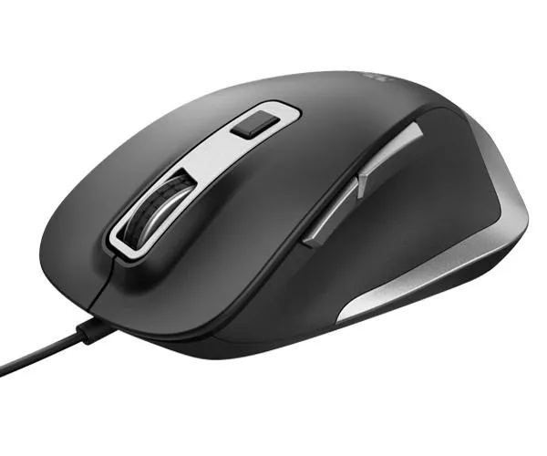 Raton &oacute;ptico Usb Trust Fyda / Ergonomico / 5.000 dpi / 6 Botones / Negro / 24728