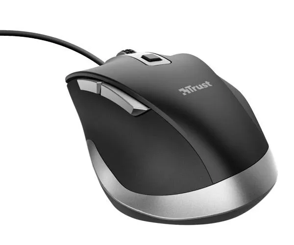 Raton &oacute;ptico Usb Trust Fyda / Ergonomico / 5.000 dpi / 6 Botones / Negro / 24728