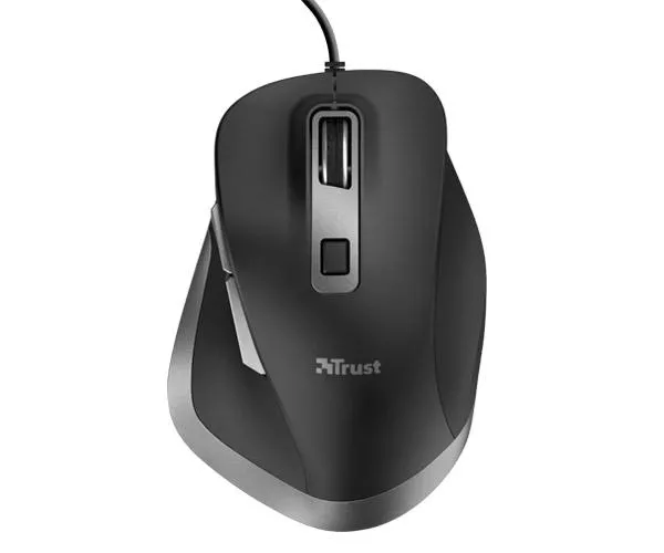 Raton &oacute;ptico Usb Trust Fyda / Ergonomico / 5.000 dpi / 6 Botones / Negro / 24728