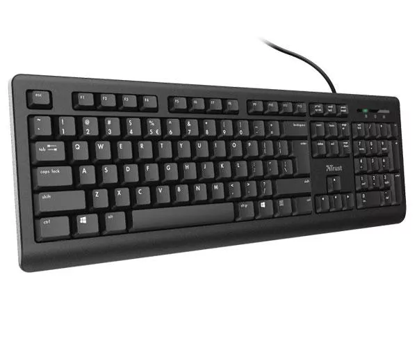 Teclado multimedia Usb Trust TK-150 / Tama&ntilde;o compacto / Teclado Silenciado / Resistente a derrames