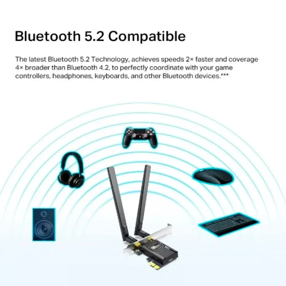 Tarjeta de red PCI-E Wifi 6 / AX1800 / Bluetooth 5.2 / 2x Antenas / TP-LINK / ARCHER TX20E