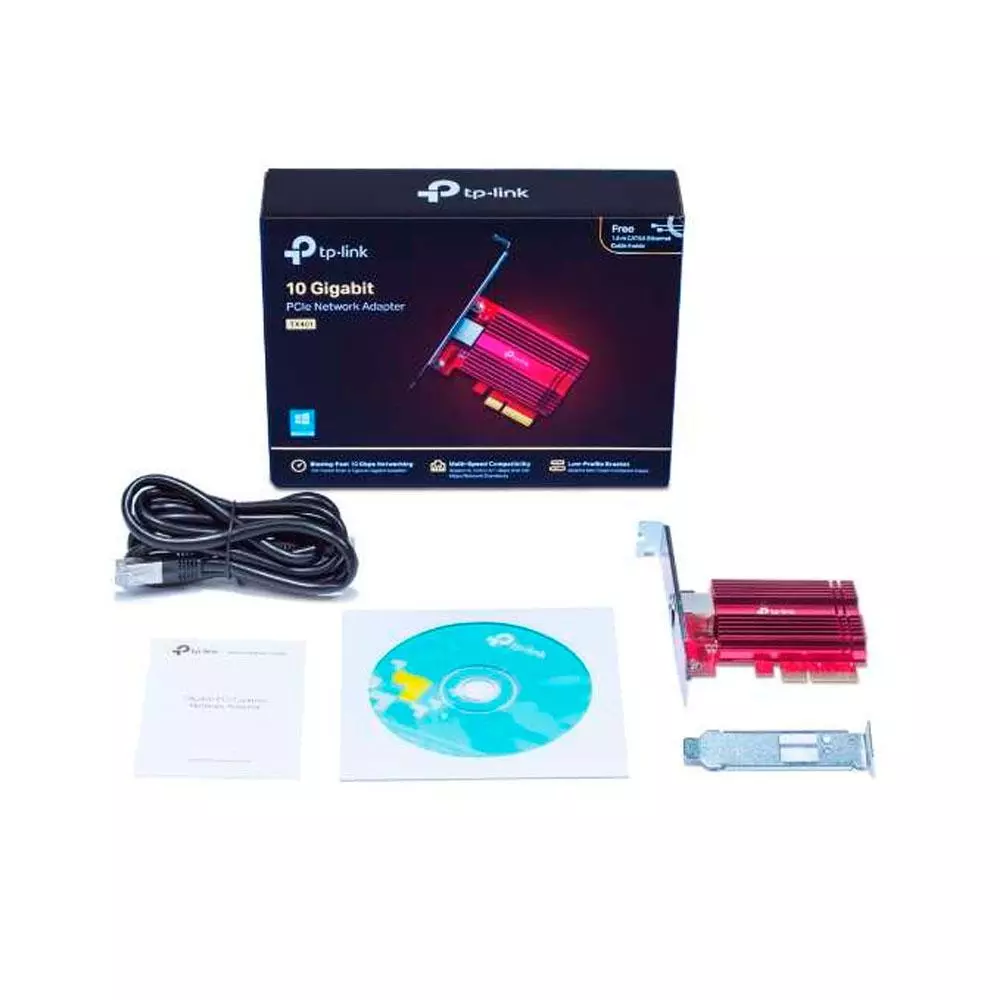 &divide; Tarjeta de red pcie 10gigabit tp-link tx401 incluye soporte estandar y de perfil bajo