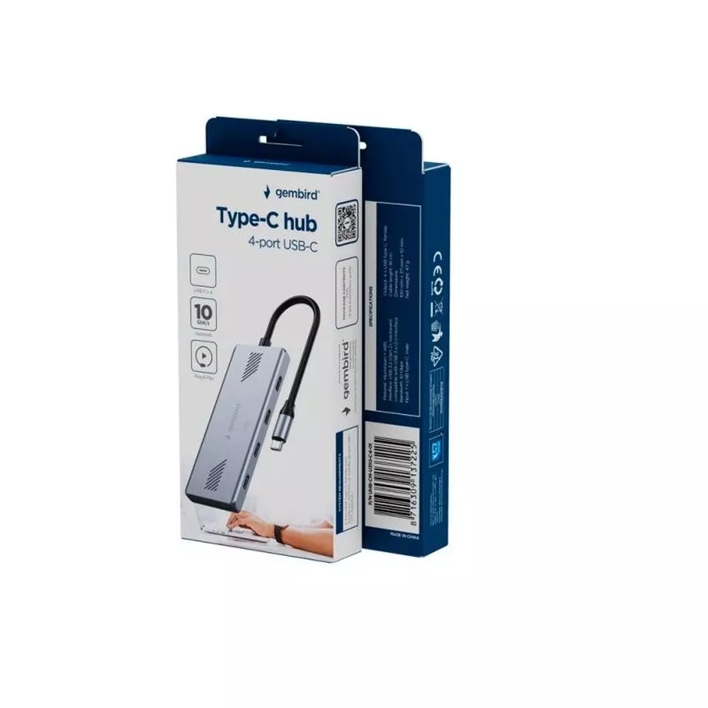 Hub 4 Puertos Usb 3.1 / Type-C / Gembird / Negro / UHB-CM-U310-C4-01