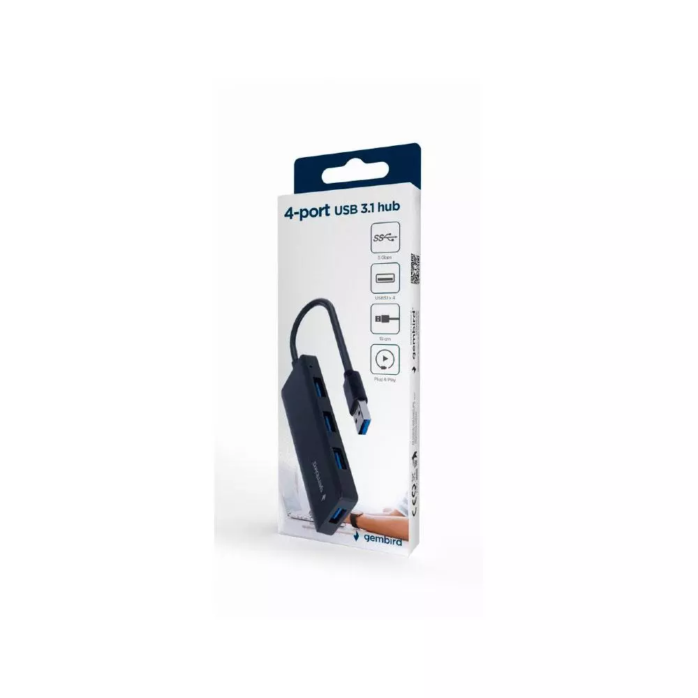 Hub 4 Puertos Usb 3.0 / USB / Gembird / Negro / UHB-U3P4-03
